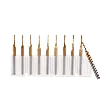 

10pcs 3.175mm Shank Titanium Coated Carbide Milling Cutter Engraving Edge Cutter CNC Router Bits End Mill for PCB Machine