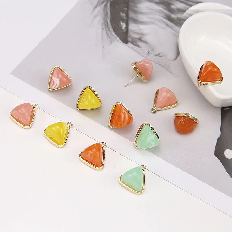 

10pcs enamel triangle charm Earrings Dripping oil Ear Studs Connector Posts Pins Base Settings Jewelry handmade DIY material