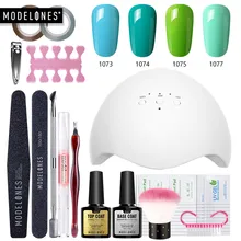 Modelones, 19 шт./лот, 36 Вт, лампа для ногтей, Гель-лак для ногтей, набор инструментов, умный датчик, светодиодная лампа, зеленый цвет, серия, гель, основа, топ, лак для ногтей, набор