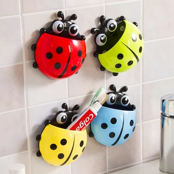 

1PC Ladybug toothbrush holder Wall Mount Suction Sucker Hook Home Bathroom JUN21-A