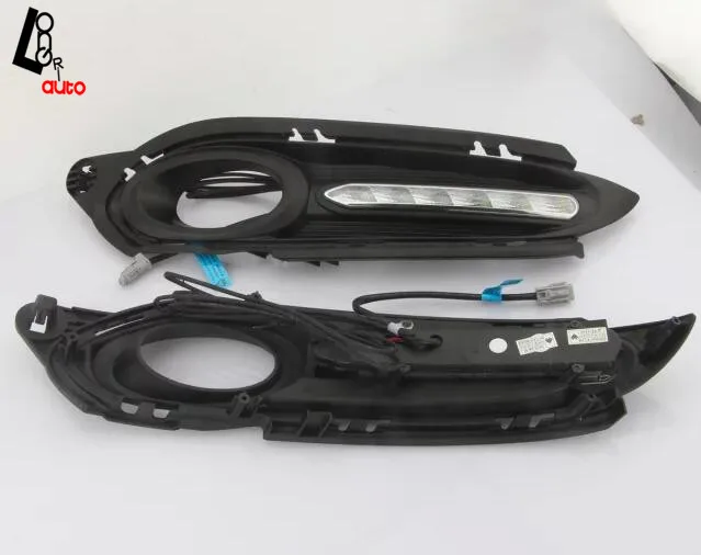 

car styling LED DRL Daytime Running Light With Fog lamp Cover For HR-V Vezel 2015-2016