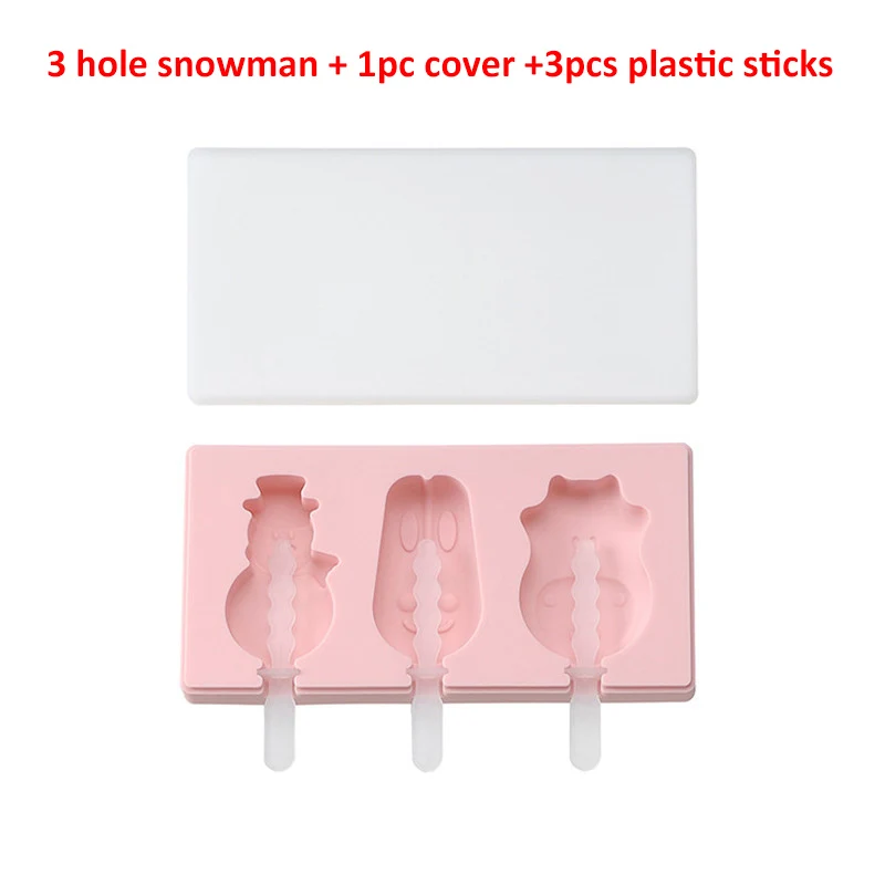 snowman pattern Домашние Еда Класс силиконовая форма для льда «формы для крема мороженого на палочке формы морозильник мороженое эскимо плесень, тем самым позволяя зернам раскрыться палочек для фруктового мороженного - Цвет: snowman pattern