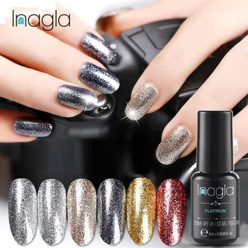 

Inagla Nail Art diamond Shining Glitter Sequin Starry Platinum Paint Gel Crystal Lacquer Soak off UV LED Gel Nail Polish