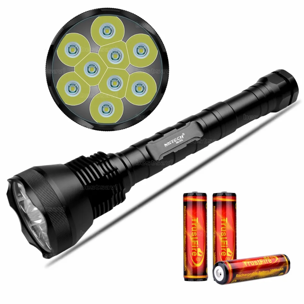 

Flashlight NKTECH NK-9T6 9x Bulb LED 11000LM 11000 Lumens 5 Modes Flashlight Torc3Pcs TrsutFire 18650 3000mAh Battery