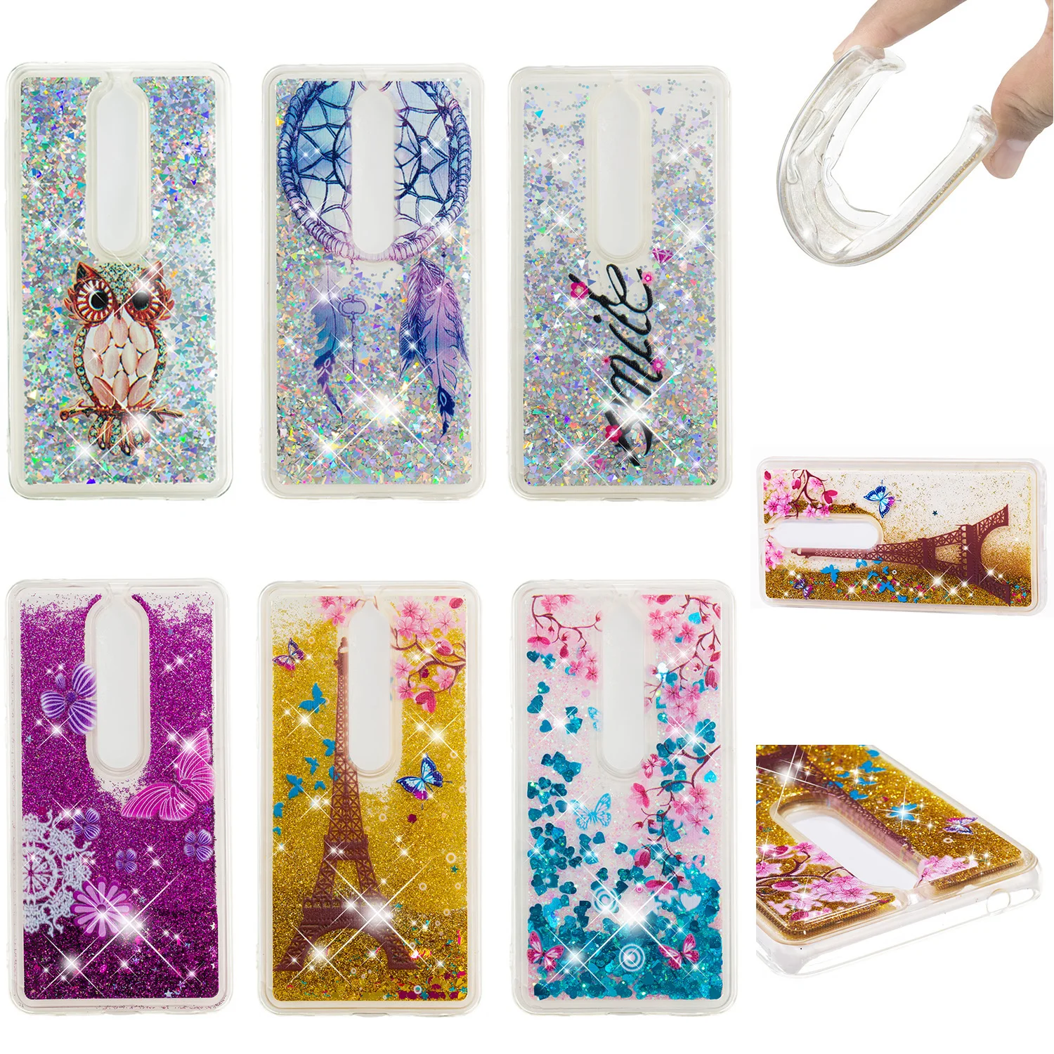 Luxury Bling Glitter For coque Nokia 6 2018 back cover case for funda 1 Quicksand Dynamic Liquid Silicone soft TPU etui |