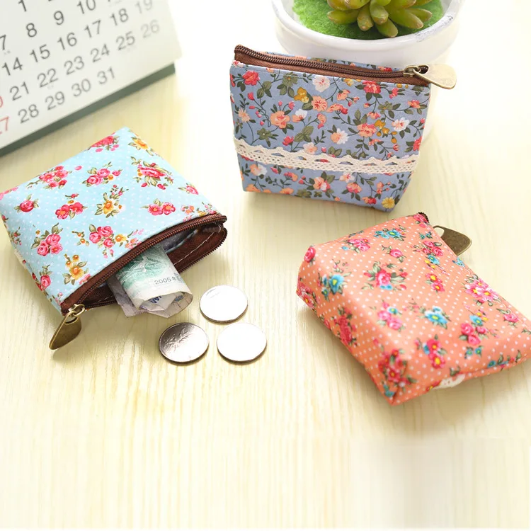 

Small floral elegant change bag lace mini coin purse creative flower headset coin bag