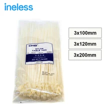 100PCS/bag 3MM X 200MM White Milk Cable Wire Zip Ties Self Locking Nylon Cable Tie
