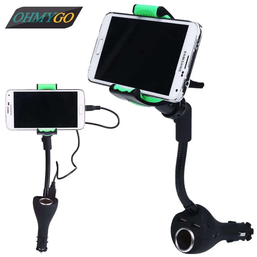 Universal Car Phone Holder Mount with USB Charger Cigarette Lighter Cradles for iPhone Samsung Nokia HTC Xiaomi 3.5-6.3&quot Phones |