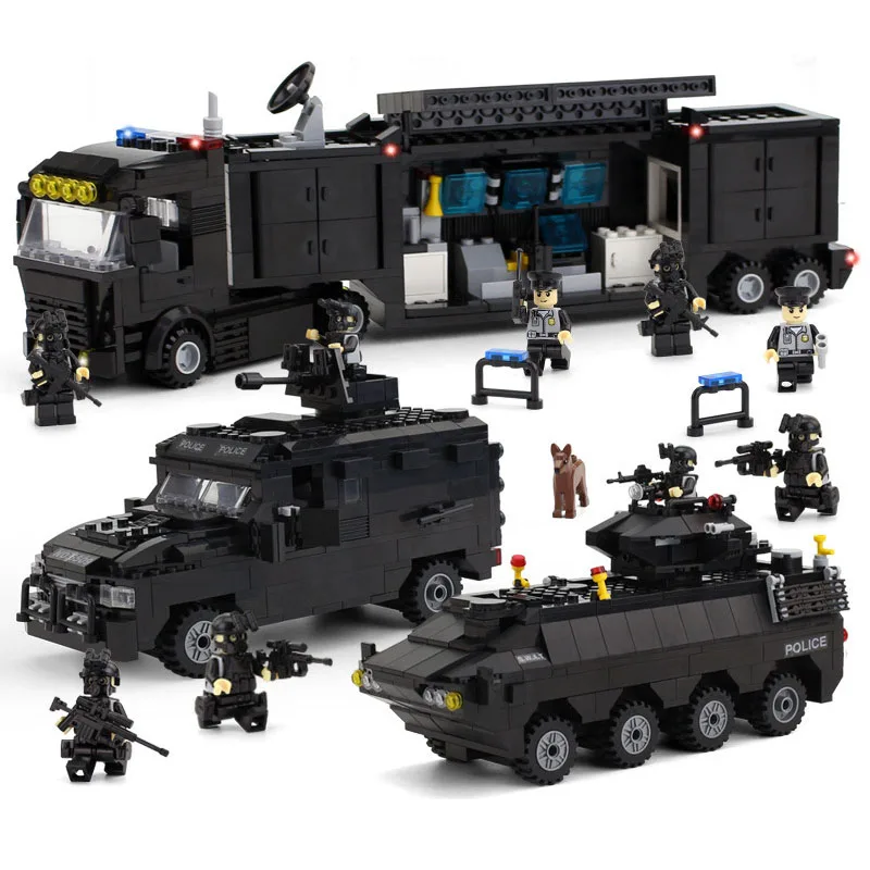 

Building Blocks Sets SWAT Team Transport Armored Vehicle Compatible Legoed SWAT City Police Gift Toys for Children Kids