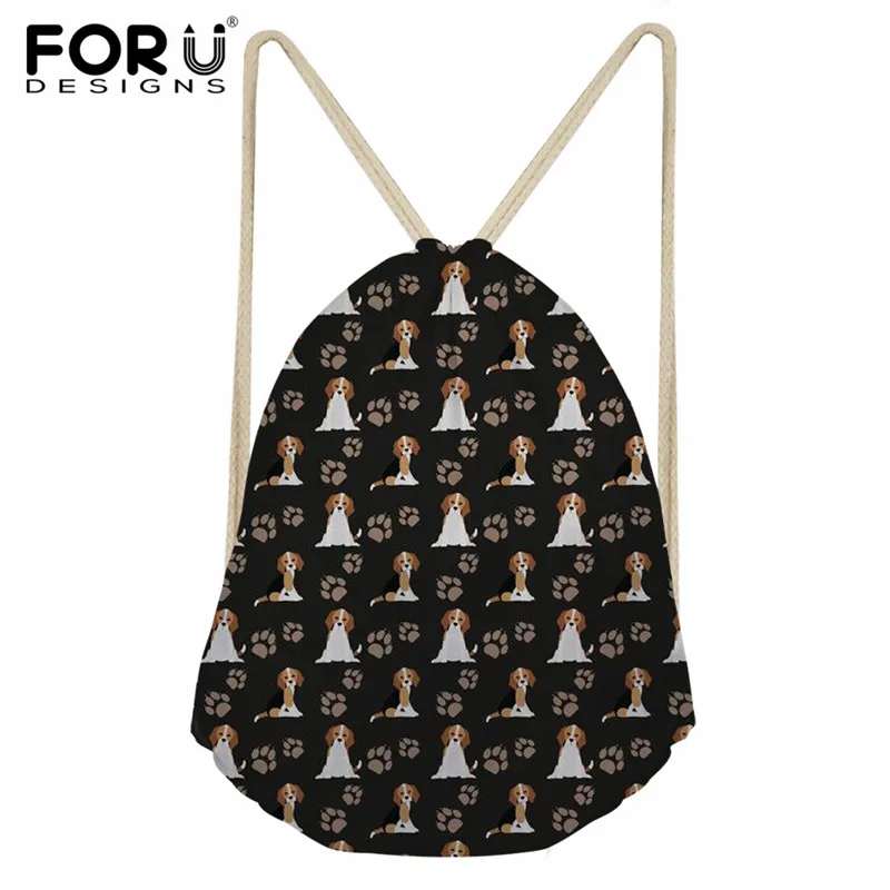 

FORUDESIGNS Casual Drawstring Bags Women Men Cute Beagle Dog Pattern Daily Shoes Storage Bags String Backpack Cinch Sack Female