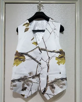 

White Camo Formal Men Vests Real Tree Camouflage Groom Groomsman Vest Satin Custom Formal Wedding Vests Camouflage
