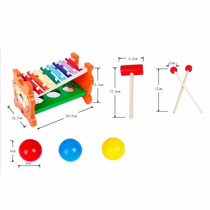 Тигр деревянные 8 Примечания Ксилофоны стучать фортепиано и мяч ударов 2-в-1 играть музыкальный ударный инструмент игрушки для детей