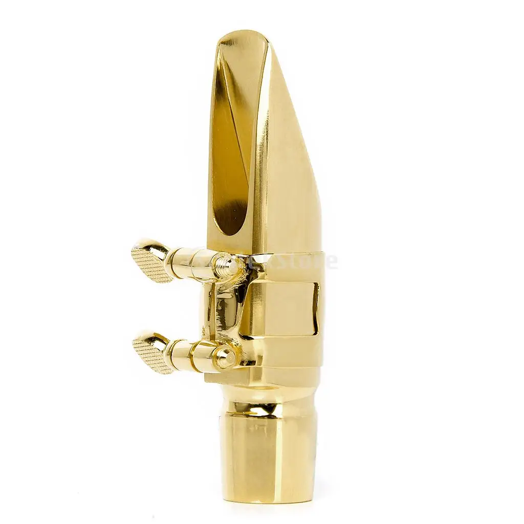 

Alto Sax Saxophone Mouthpiece #6 Metal with Cap and Ligature Golden Plated