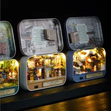 DIY Кукольный дом Box Theatre ностальгические тема миниатюрная сцена деревянный миниатюрный головоломка модель игрушки мебель творческие подарки стиль 6