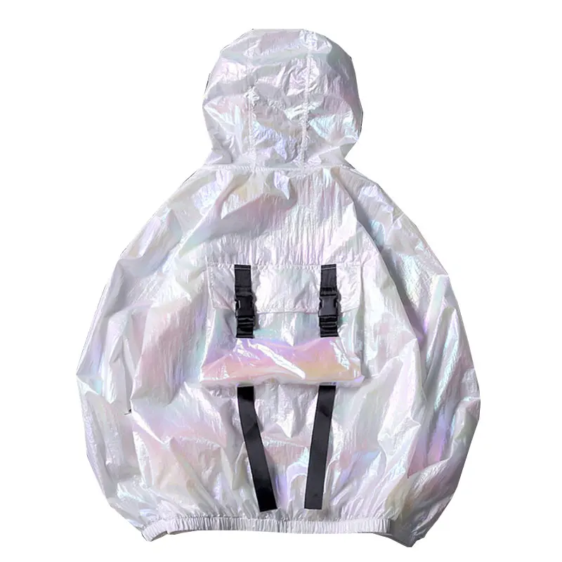 

Spring Jacket Women 2019 Fashion Slim Summer Sunscreen Jacket Loose Plus size Harajuku Silver Glossy Female Outwear M-5XL SL048
