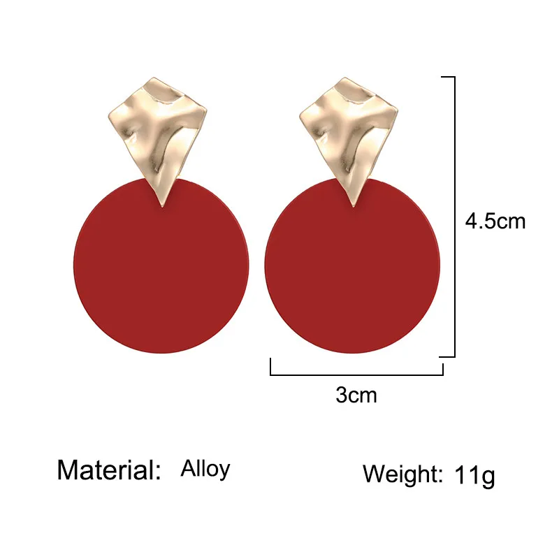 Темперамент желтый красный серый круглые серьги простые современные женские серьги женские висячие серьги в Корейском стиле ювелирные изделия Pendientes