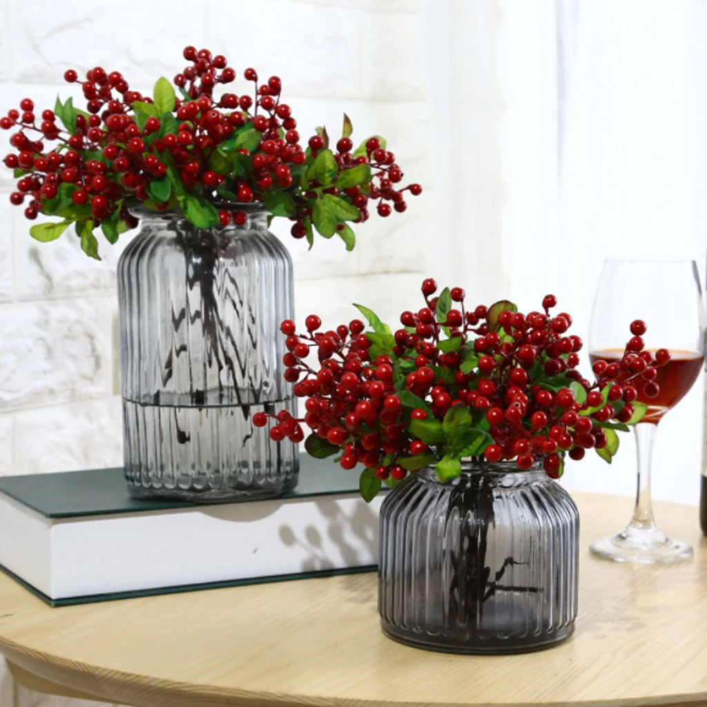 Decorative Blueberry Fruit Berry Artificial Flower Plants for Wedding Bouquet Party Decor Home Tabletop Plant Flower Ornament