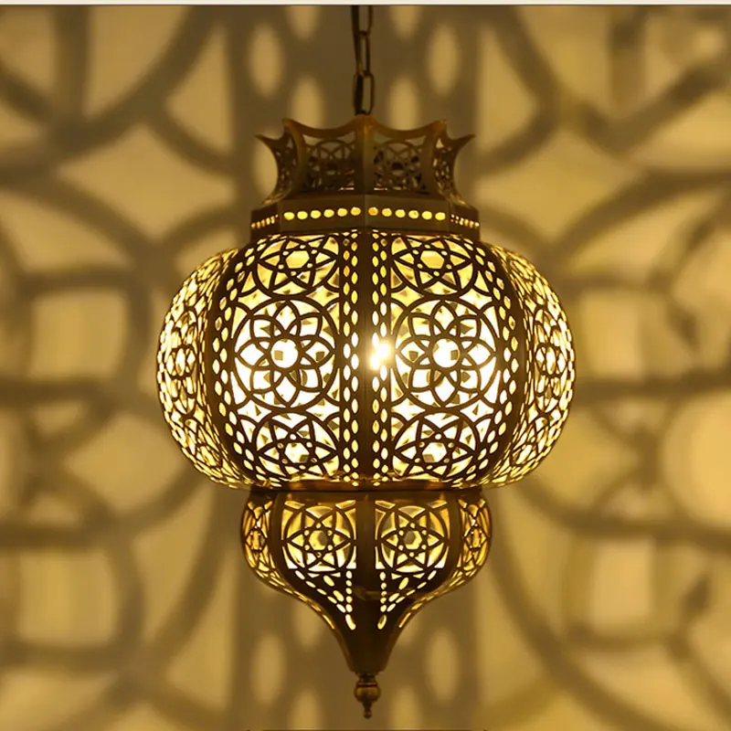 Скандинавский Рождественский подвесной светильник в исламском стиле, винтажный Медный Подвесной светильник, светильник для ресторана, кафе, кухни, подвесной светильник