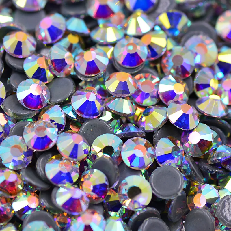 SS 3 4 6 10 12 16 20 30 Hotfix Clear AB Glass Rhinestones Hot Fix