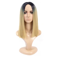 Ombre розовый/белый короткий прямой жаропрочных Синтетический парик волос для черный/белый Для женщин Косплэй или вечеринки Боб парики машина Парики