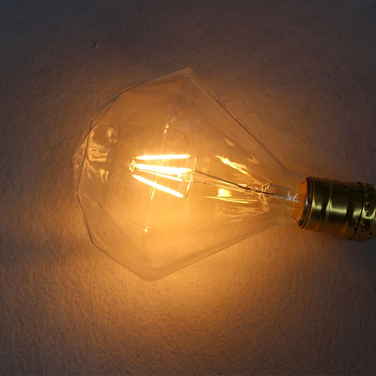4w E27 220v Vintage Edison LED Bulb Glass Diamond Filament bubble Warm
