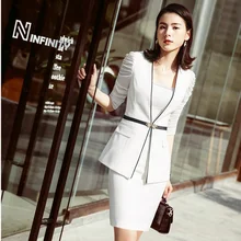 Новые стили Весна Лето Половина рукава блейзеры костюмы с курткой и юбкой униформы стили женщин Рабочая одежда наборы плюс размер