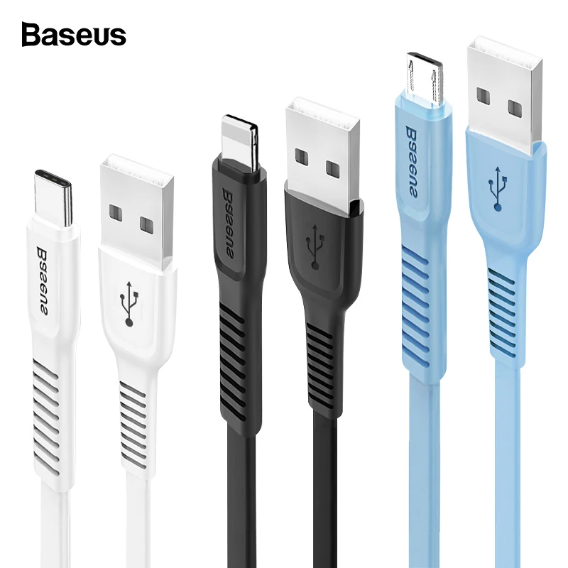 Baseus USB Cable For iPhone XS Max XR X 8 Fast Charging Charger USB-C Cord Micro USB Type C Cable For Android Mobile Phone Cable