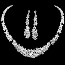 2014 New Free Shipping Crystal Bridal Wedding Jewelry Sets African Jewelry Set Necklaces Earrings Fashion Jewelry 2017 white crystal flower necklaces bracelet earrings set nigerian accessories wedding bead african costume free shippingabh016