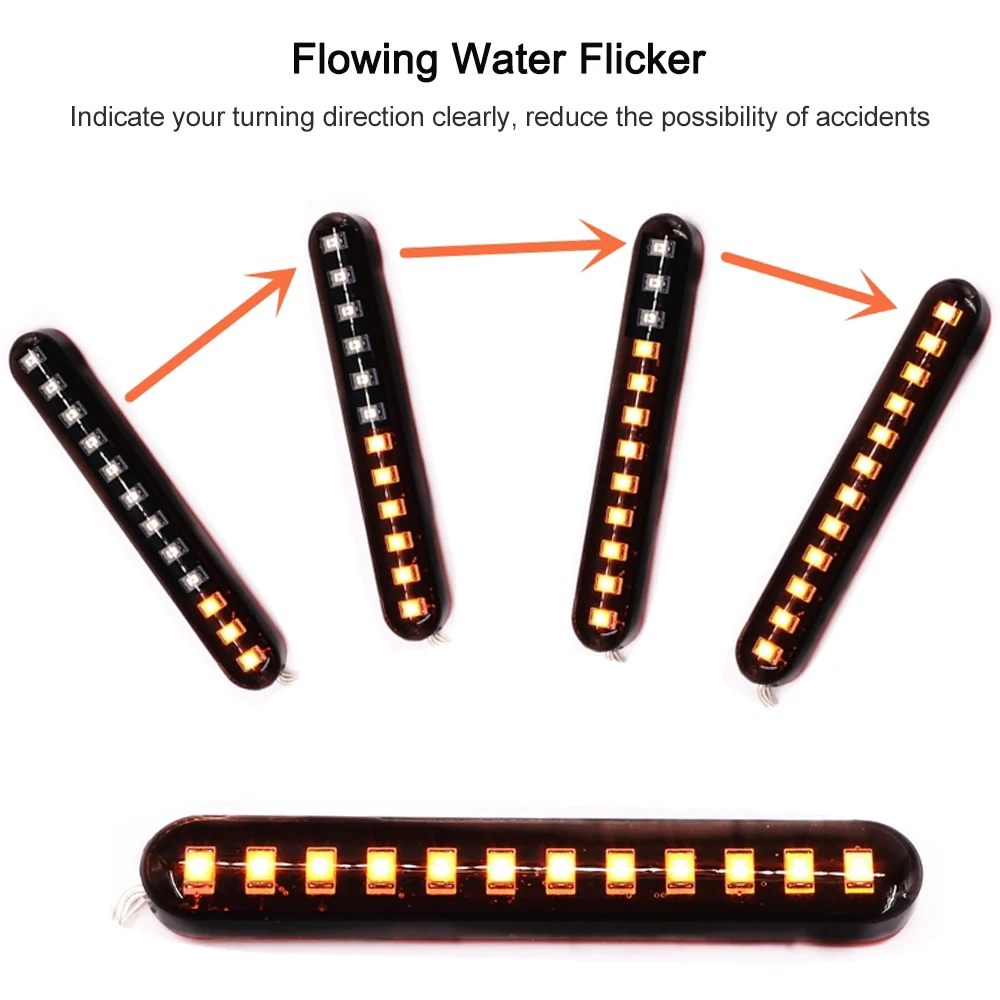

2Pcs Universal Flowing Water Flicker LED IP68 Waterproof Motorcycle Turn Signal Direction Lamp 12 LED Amber Color