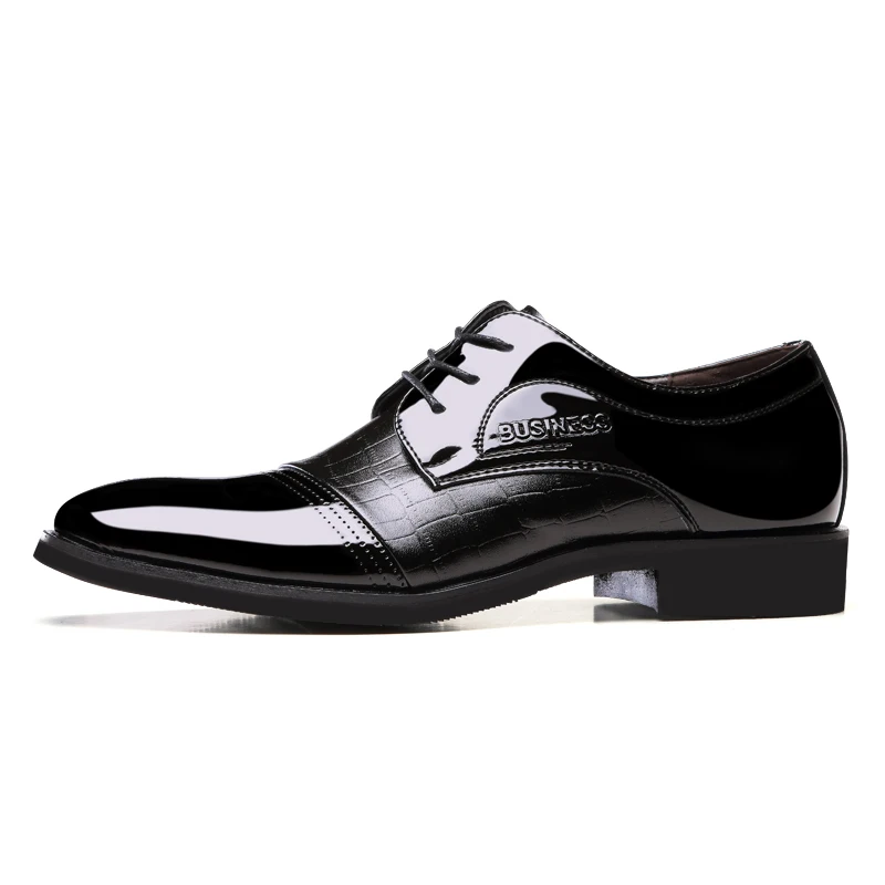 Мужской китайский бренд, итальянский модный стиль, кожаная модельная офисная официальная обувь, лакированная кожа, черный, коричневый, дешевая обувь для мужчин