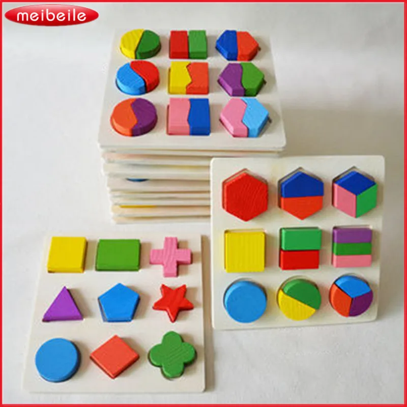 Kids Baby Wooden Geometry Educational Toys Puzzle Montessori Early Learning