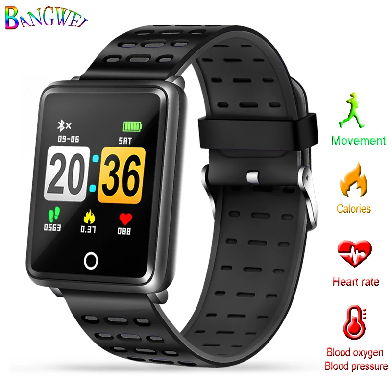 

BANGWEI 2019 New Smart Watch Men Women Sport watch Blood Oxygen Heart Rate Monitoring Fitness Tracker IP67Waterproof Watches