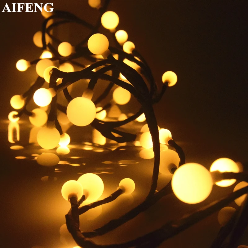 

AIFENG 72Leds Branch Ball Led String Light 8 Modes Warm White Fairy Garland For Christmas Wedding Party Decoration Holiday Light
