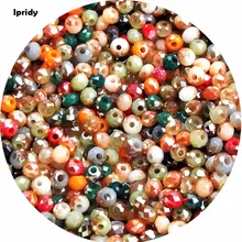 50 шт./лот, 2 мм, 48 разделочных стеклянных бусин, покрытых наполовину радужным цветом, Рассыпчатая распорка хрустальных бусин для изготовления ювелирных изделий своими руками