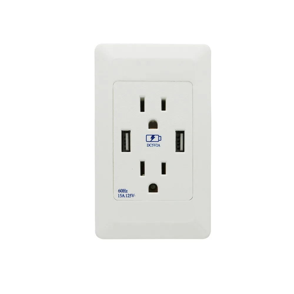15A US Standard Socket White American USB Panel Anti - leakage Smart Charger | Электроника
