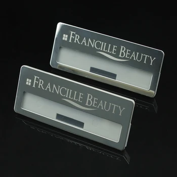 

20pcs custom personalized name tag laser print id reusable name badge magnet or pin with stainless steel plate