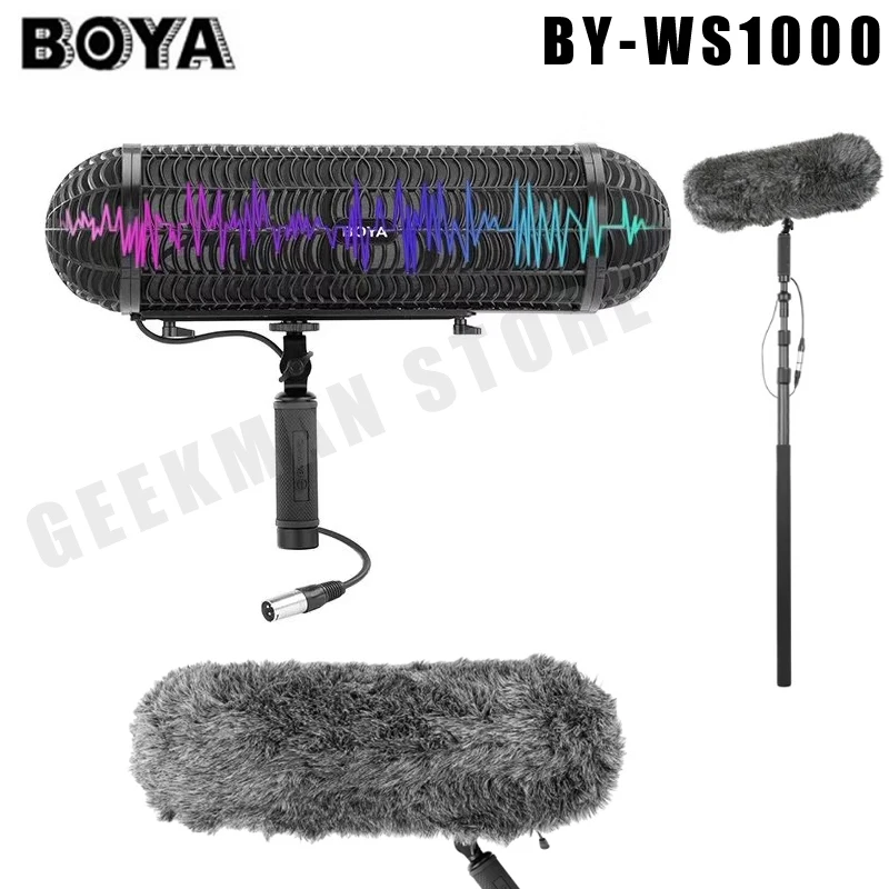 

BOYA BY-WS1000 Microphone Windshield n Suspension System Microfone w 3 Shockmount for Shot gun Mic for Filmmakers video shoot