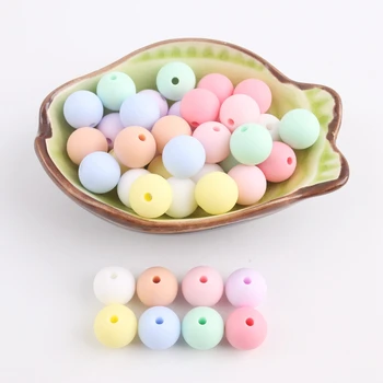 

Bite Bites Silicone Beads Accessories Rainbow Color 12mm 40pc/set Can Choose Color DIY Teething Necklace Bracelet Baby Teether