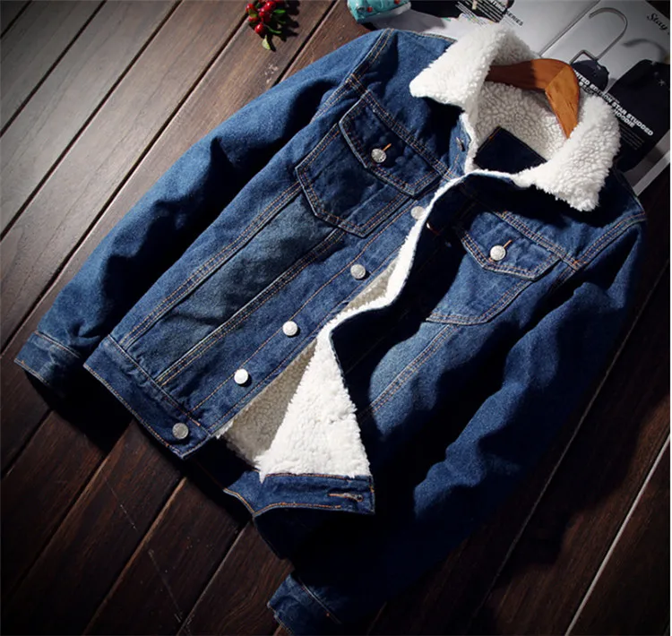 Куртка с мехом Мужская Черная Высококачественная Модная Джинсовая куртка флисовая зимняя джинсовая куртка Herren мужская синяя негабаритная