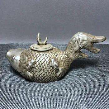 

Antique bronze antique bronze ware collection of silver white copper goldfish teapot kungfu tea set bronze ware.