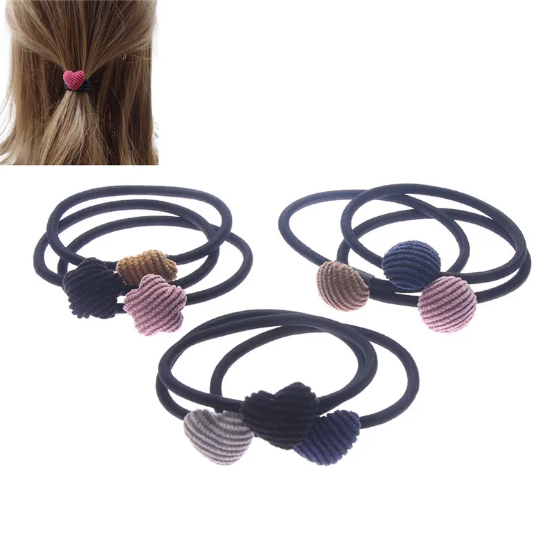 

3pcs/set Girl Star Heart Round Cloth Buckle Rubber Band Hair Rope Headband Hair Acessories