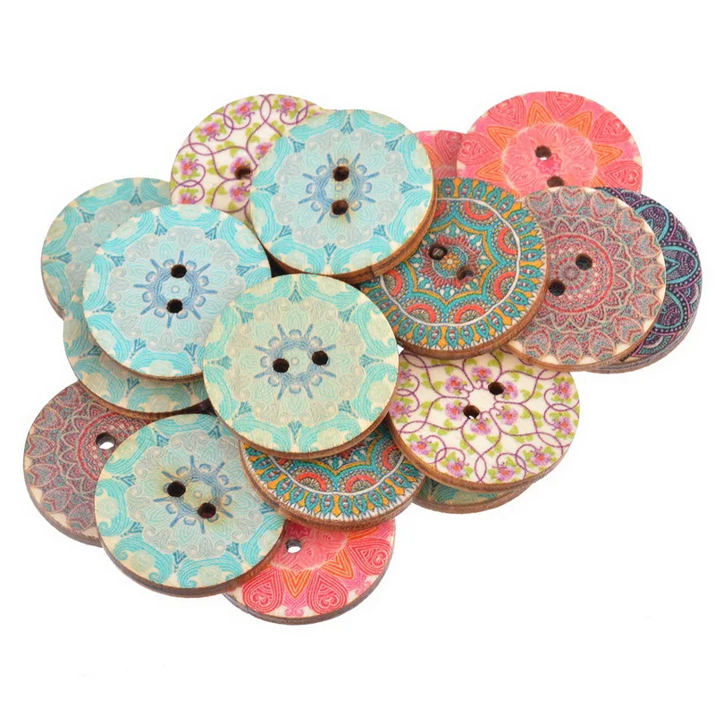 

Hoomall 50PCs National Pure Wood Buttons Craft Scrapbooking Decoration Buttons 25mm Sewing Accessories Random Mixed