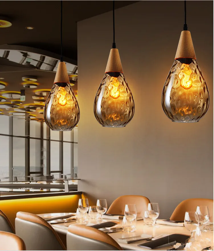 Lukloy Modern Led Pendant Lights Glass Wood Loft Pendant Lamp Ceiling For Loft Kitchen Island Bar Dining Room - Pendant Lights - AliExpress