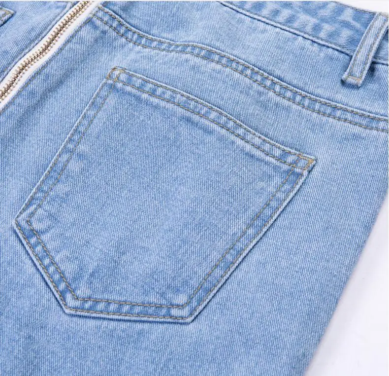 Весенние новые джинсы женские уличные брюки на молнии