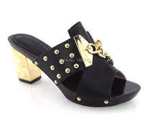 Artikel-nr. yh15-1784 balck erhältlich mode Italienische passenden schuh und tasche set für party und hochzeit African damen heels pantoffel