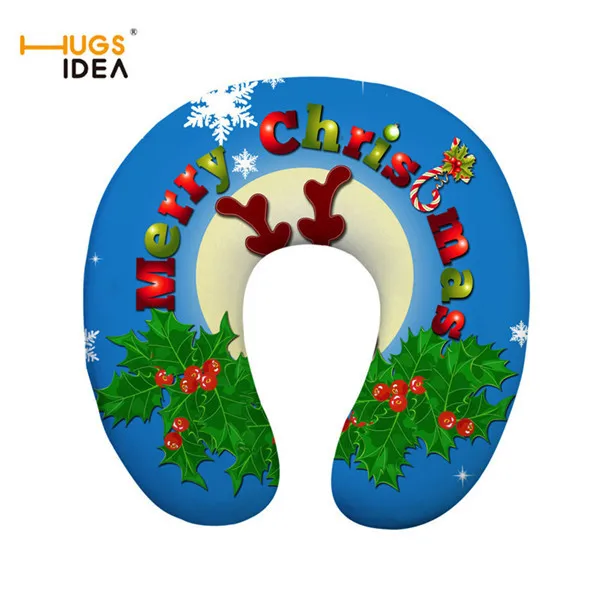 HUGSIDEA Merry Christmas мультяшная u-образная подушка для шеи Удобная дорожная подушка для автомобиля, офиса, самолета, аксессуары для путешествий - Цвет: CC3407CT