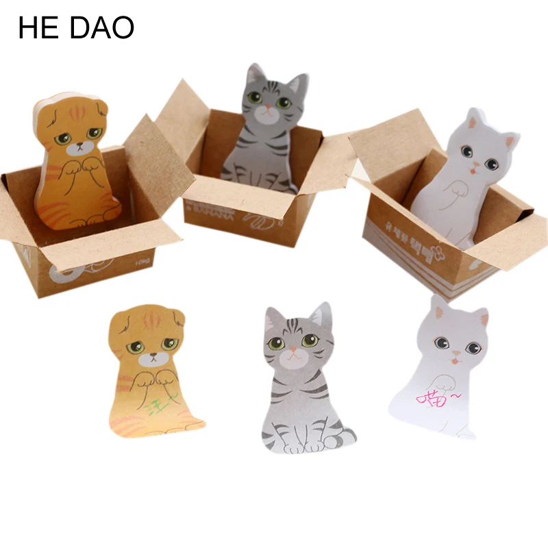 

3D Cartoon Kawaii Scrapbooking Cat Dog Box Stickers Cute Korean Stationery Sticky Notes Office School Supplies Memo Pad