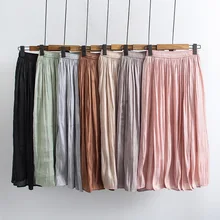 Летняя новая женская юбка Корейская имитация шелка яркий шелк нерегулярная Фея тонкая полудлина плиссированная шифоновая юбка AY929