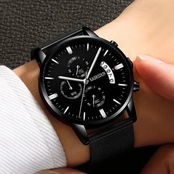 

Men's Watches Fashion Stainless Steel Sport Quartz Analog Date Hours Wrist Watch reloj masculino watches mens 2019 orologi uomo