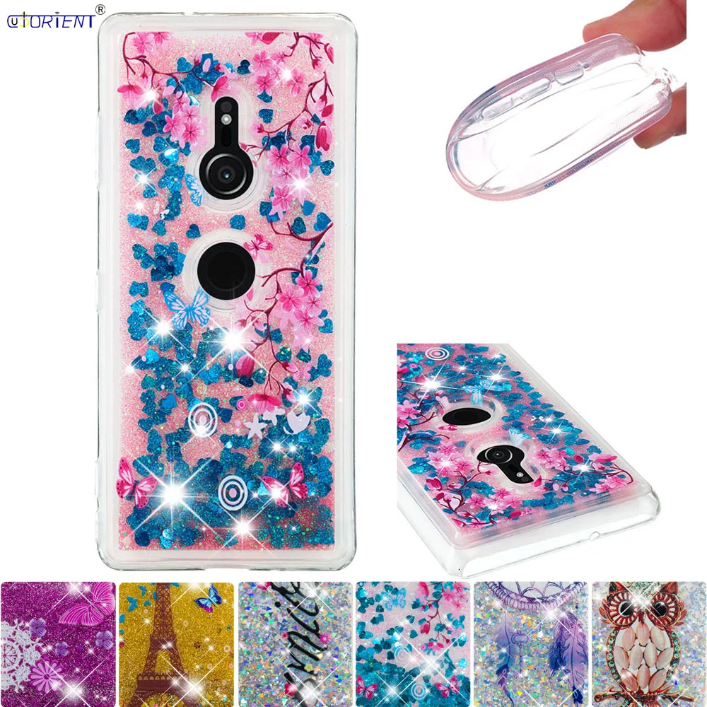 

Glitter Cute Cover For Sony Xperia XZ3 XZ 3 Bling Dynamic Liquid Quicksand Bumper Case H9436 H8416 Soft Silicone Fitted Cases